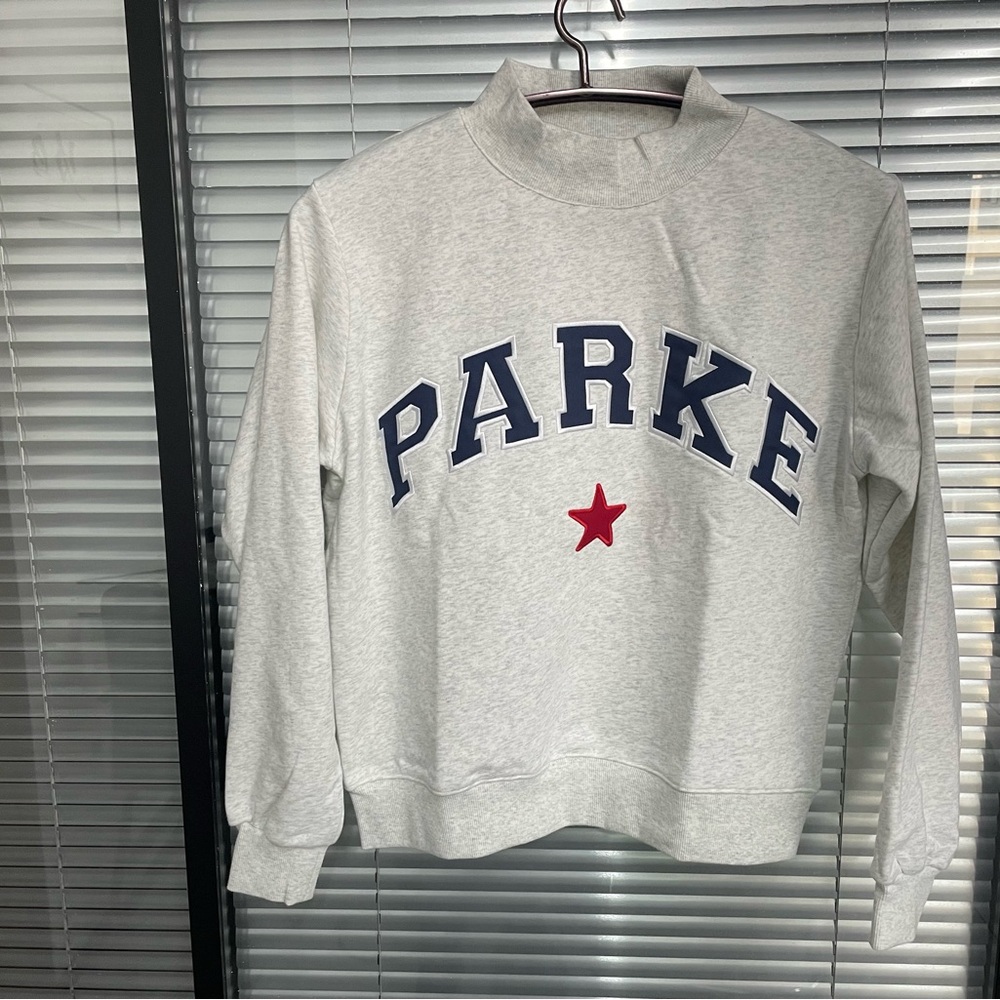 Parke Men's Light Gray Crewneck Sweatshirt with Navy Lettering